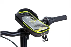Велосумка на кермо з відділенням для смартфона чорний з салатним BRAVVOS SJ-001 