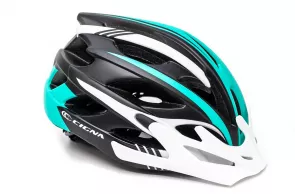 Шлем велосипедный CIGNA WT-016 черно-бело-бирюзовый
